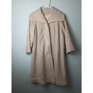 Vintage 1950s Original Gloria Gay Tan Wool Collar Trench Coat Union Made Large